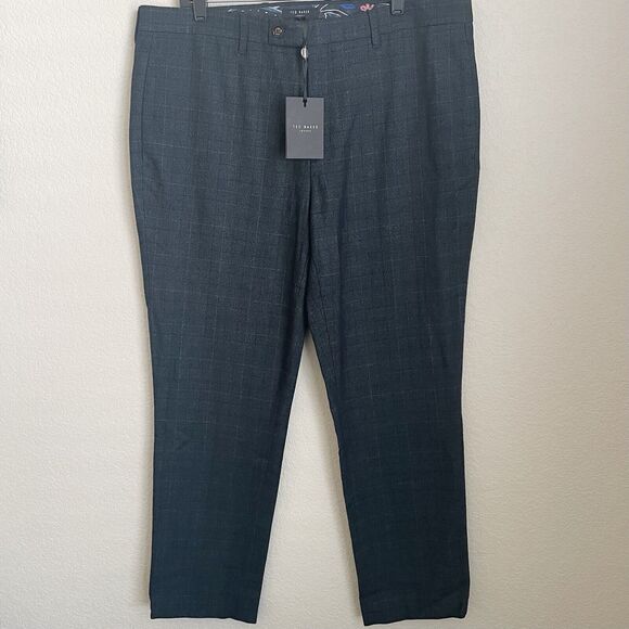 Ted Baker London Men’s Dress Pants 38R Navy Herringbone Wool Blend NWT Formal - Picture 2 of 12